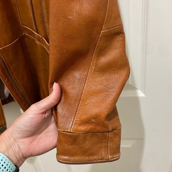 Vintage Friitala Cognac Brown Leather Bomber Jacket 10 - Picture 9 of 9